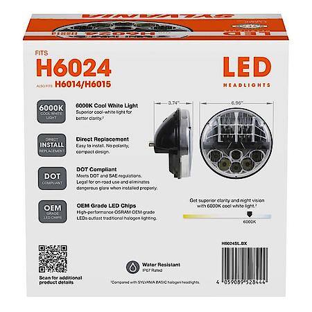 H6024 LED: Sealed Beam Headlight, Long-Lasting Brighter and Whiter Light, 1 Pack