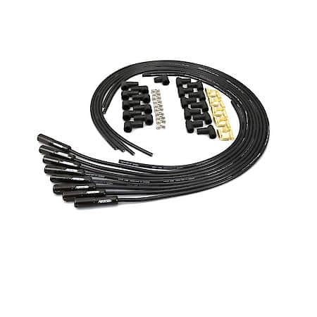 Wires, Univ. 8MM 8 cyl 180░ Black Ceramic Boot; Black wire
