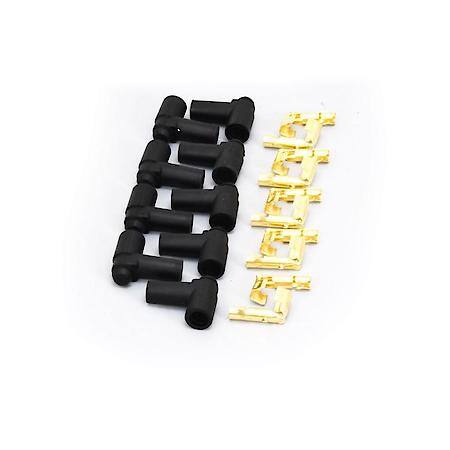 Wires, Universal 8mm 8 Cylinder 45 Deg. Black Ceramic Boot; Black Wire