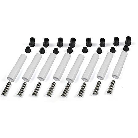 White Ceramic Spark Plug Straight Boot Set