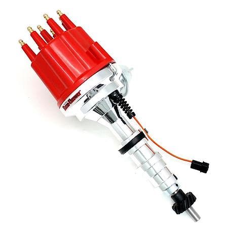 Distributor Billet Magnetic Trigger Ford 332-428 FE Red Male Cap Vacuum Advance