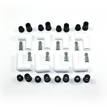 White Ceramic Spark Plug 90 Deg Boot Set