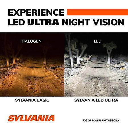 H9: LED Ultra Powersports Headlight or Fog Bulb, 6000K Cool White Light, 2 Pack