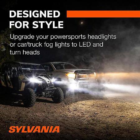 H1: LED Ultra Powersports Headlight or Fog Bulb, 6000K Cool White Light, 2 Pack