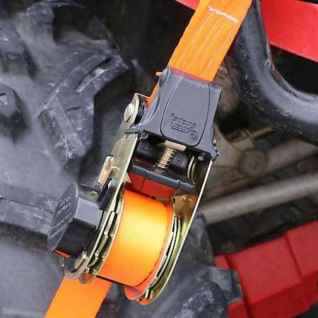 1-1/2" x 10' Orange Retractable Heavy Duty Ratchet Tie Down Straps, 2 Pack