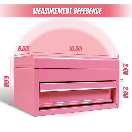 10 Inch Mini Portable Steel Tool Box, Pink