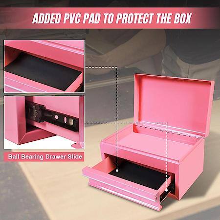 10 Inch Mini Portable Steel Tool Box, Pink