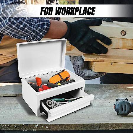 10 Inch Mini Portable Steel Tool Box, White