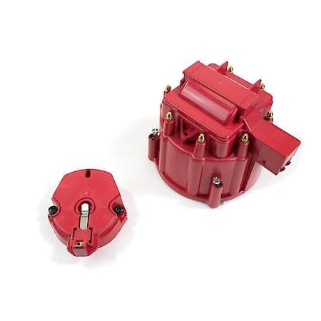 Red 8 Cylinder HEI Distributor Male Cap and Rotor Kit