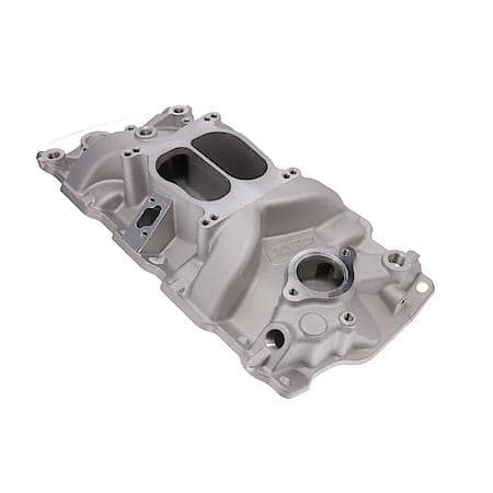 Chevy Small Block Carbureted Dual Plane Satin Aluminum Intake Manifold
