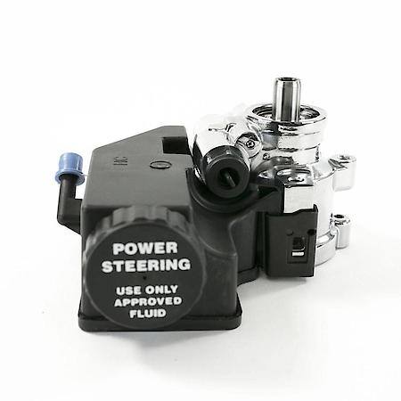 GM Type 2 (Saginaw TC Series) Style Chrome Power Steering Pump with Plastic Reservoir