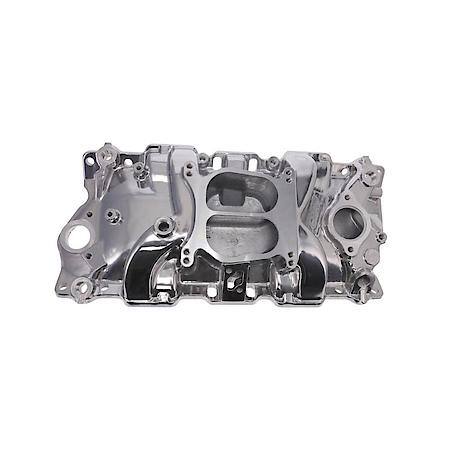 Chevy Small Block Carbureted Dual Plane Polished Aluminum Intake Manifold