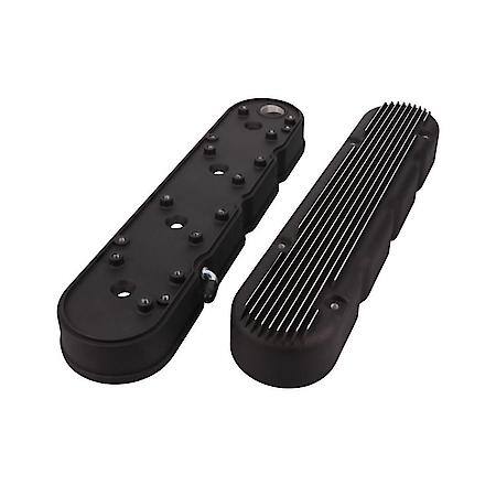 GM LS V8 Black Finned Aluminum 2-Piece Valve Covers with Coil Mounts and Covers