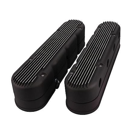 GM LS V8 Black Finned Aluminum 2-Piece Valve Covers with Coil Mounts and Covers