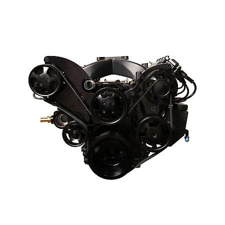 LS Black Serpentine Front Drive System with Integral Power Steering Reservoir