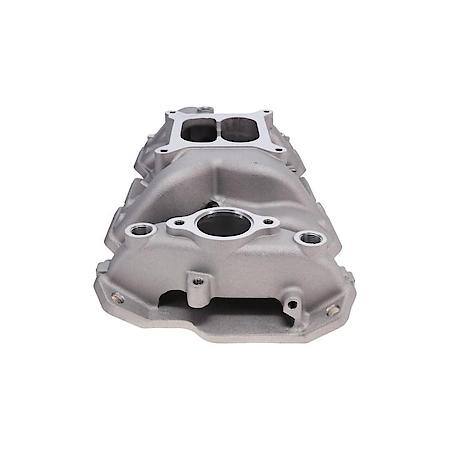 Chevy Small Block Carbureted Dual Plane Air Gap Satin Aluminum Intake Manifold