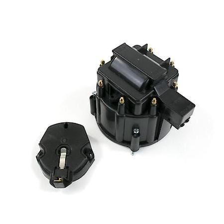 Black 8 Cylinder HEI Distributor Male Cap and Rotor Kit