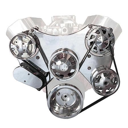 Chevy Big Block Polished Serpentine Front Drive System with Integral Power Steering Reservoir