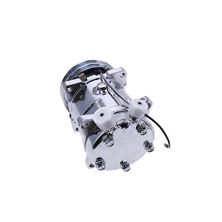 Chrome Sanden 508 Style A/C Compressor with Silver V-Belt Clutch
