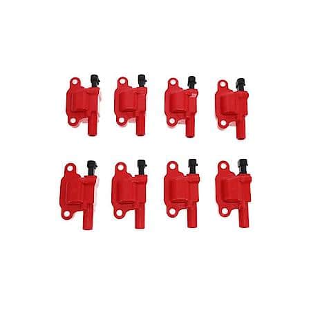 Red LS2, LS3, LS7, LS9 Car Style 40,000 Volt Ignition Coils - Set of 8