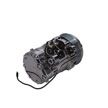 Chrome Sanden SD-7 Style A/C Compressor with Silver Serpentine Clutch