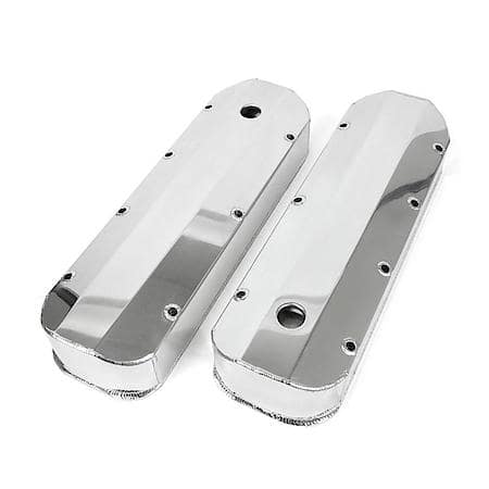 Chevy Big Block V8 (396-454) Polished Fabricated Aluminum Long-Bolt Valve Covers with Breather Holes