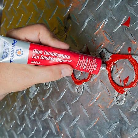 Red Cut Gasket Coating, High Temp, Vibration-Resistant Silicone Sealant, 2 oz