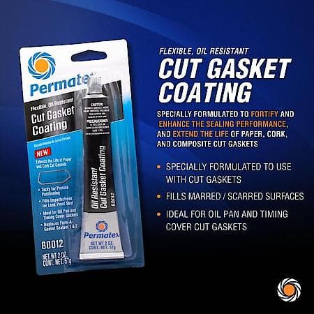Black Cut Gasket Coating, Flexible, Oil-Resistant Silicone Sealant, 2 OZ