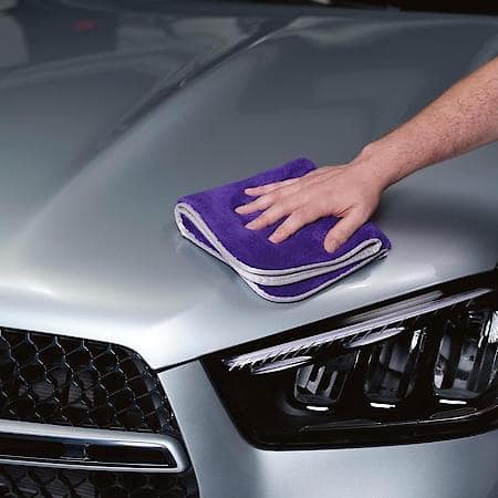 Microfiber Wax & Buff Towel; 16 x 16 inches, Gray/Purple