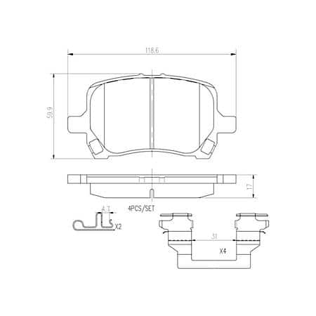 Premium NAO Ceramic OE Equivalent Pad - Front