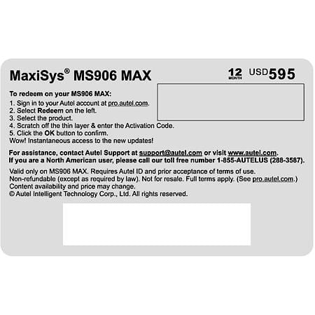 Total Care Program (TCP) Card for MS906MAX