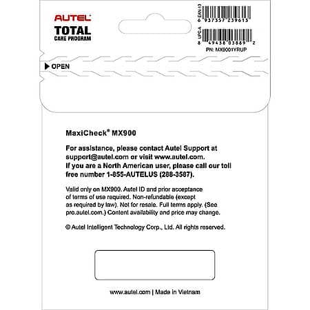Total Care Program (TCP) Card for MX900