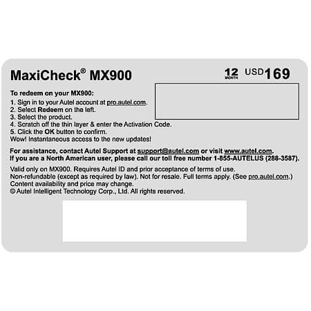 Total Care Program (TCP) Card for MX900