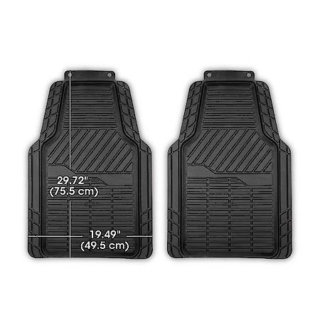 Car and SUV and Truck Front Floor Mat, Black Rubber, All-Season, Trim to Fit, 2 Piece