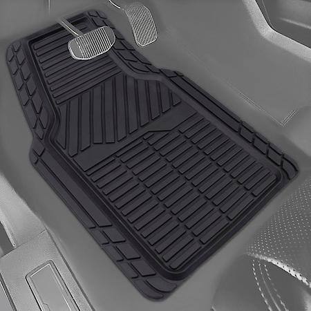 Car and SUV and Truck Front Floor Mat, Black Rubber, All-Season, Trim to Fit, 2 Piece