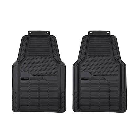 Car and SUV and Truck Front Floor Mat, Black Rubber, All-Season, Trim to Fit, 2 Piece
