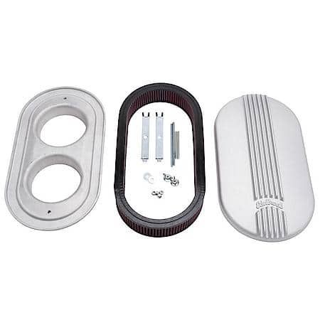 Pro-Flo Satin Large Oval Cast Air Cleaner For Dual-Quads - 2.4" Element