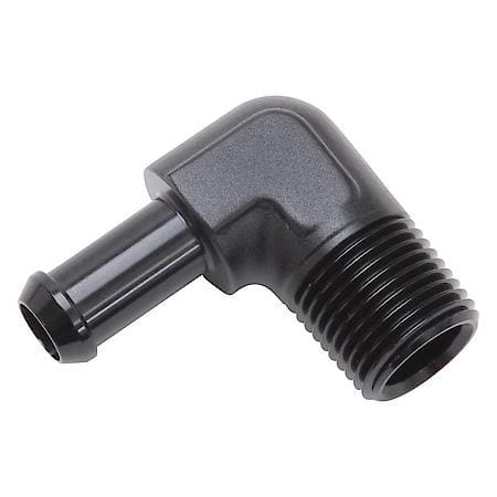 Heater Hose End Fitting - 90 Deg with 1/2" NPT and 3/8" Barb