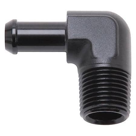 Heater Hose End Fitting - 90 Deg with 1/2" NPT and 3/8" Barb