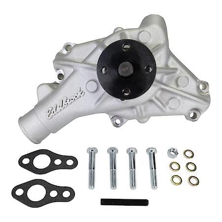 Long Water Pump No. 88810 For Small-Block Chevy, Reverse Rotation, Satin Finish