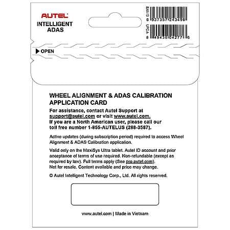 Alignment and ADAS Calibration System Software Upgrade Card IA1000