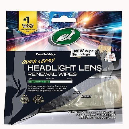 Quick and Easy Headlight Lens Renewal Wipes; Removes Yellowing and Oxidation