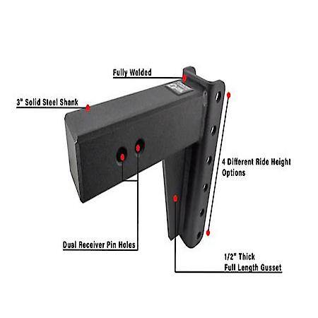 Trailer Hitch Ball Mount: For 3" Receiver, Lockable (Lock Sold Separate), Adjustable 6" Drop/Rise