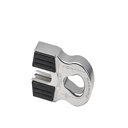 Winch Shackle: Fits 3/4" Screw Pin Hook, Splice-On, Silver, Aluminum, With EPDM Rubber Guards