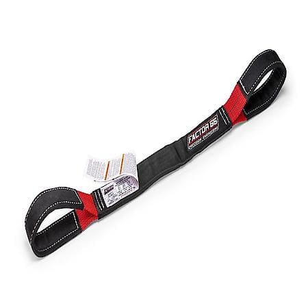 Tow Strap: 3 Foot X 2 Inch, Black And Orange, Polyester Webbing Material