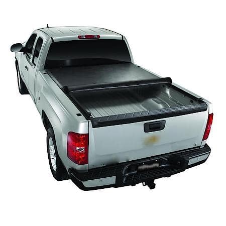 Tonneau Cover: Soft Roll-Up Hook And Loop, Tailgate Lock, Black Vinyl With Aluminum Rails