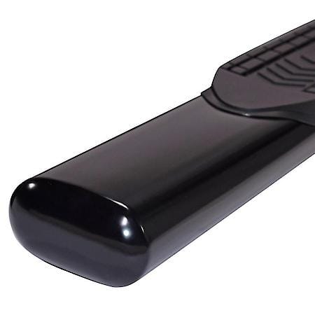 Step Nerf Bar: With Step Pads, 6" Oval Straight, Powder Coated, Black, Steel, Rocker Panel Mount