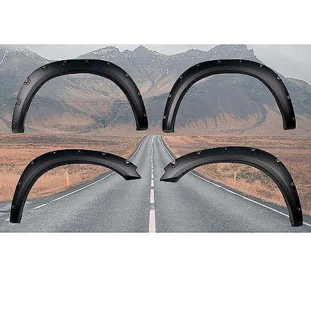 Fender Flare: Pocket Style, Extended Tire Coverage, Black Textured, Injected Polypropylene