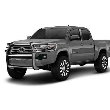 Grille Guard: Polished, SS, 1.5" Dia, With Brush Guard, Without Skid Plate, Without Step Plate