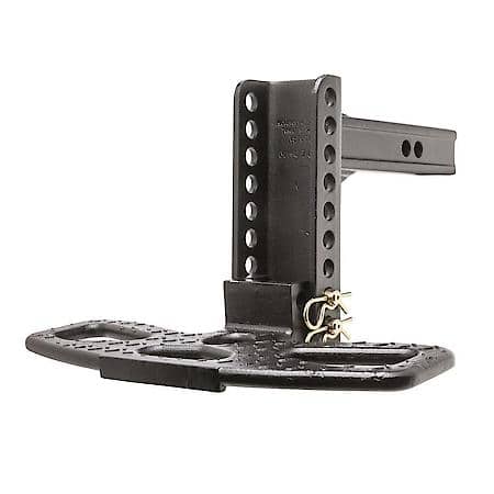 Receiver Hitch Mounted Step: Hitch Mount, 2" /2.5" Receiver, Powder Coated Gloss Black Steel, 350Lb